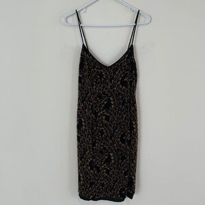 Gilar 100% Silk Vintage Beaded Sleeveless Dress